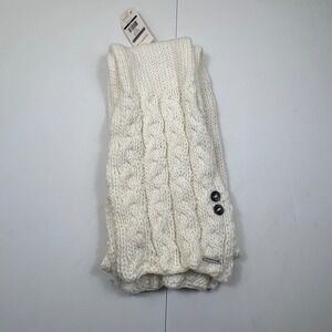 Merrell Mila Undyed Ecru Cable Knit Scarf Button Detail OS NWT